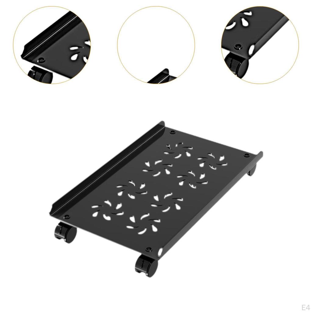 Adjustable Mobile CPU Stand PC Floor Cart Fits Most Telescopic 360° Rotary Under Desk Computer