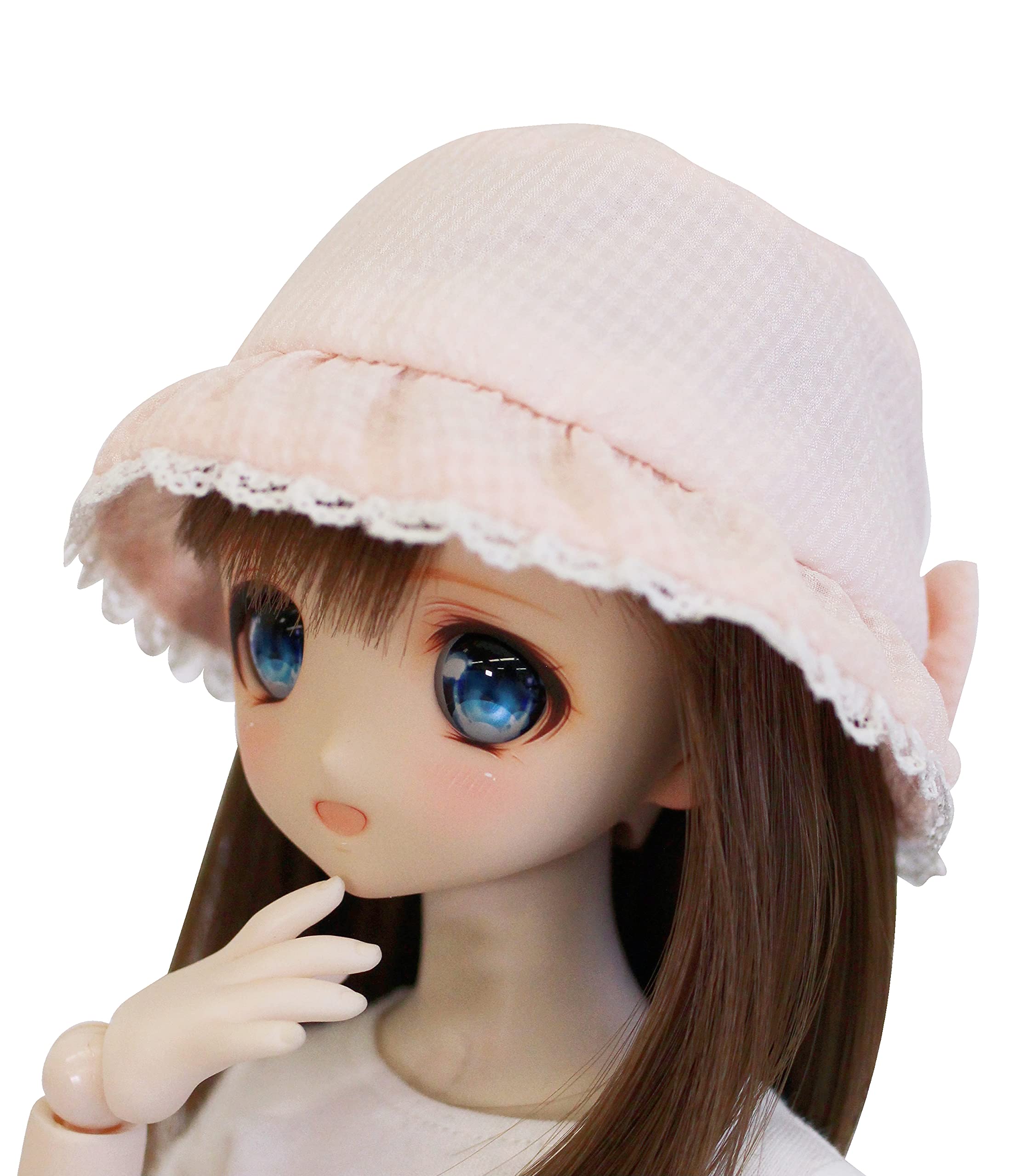 

DD MDD совместимый с к Розовая клетчатая вязаная крючком шляпа с лентой для девчачьего образа Шляпа Розовая 9-10 дюймов 60см кукла 40см кукла Одежда для куклы BJD розовый