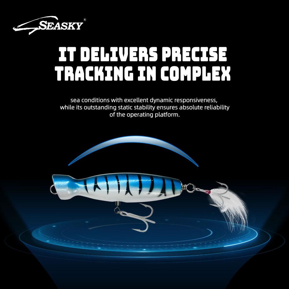 Seasky 5.5" Wooden Popper Fishing Lure for Tuna & Sea Bass