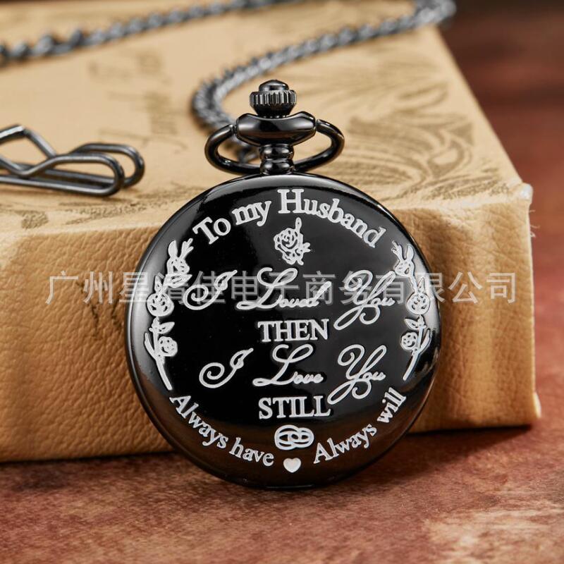Steampunk Full Hunter Golden/Silver/Black Quartz Analog Alloy To My Daughter Pocket Watches/To My SON Pocket Watches Pendant Chain Roman Number Clock