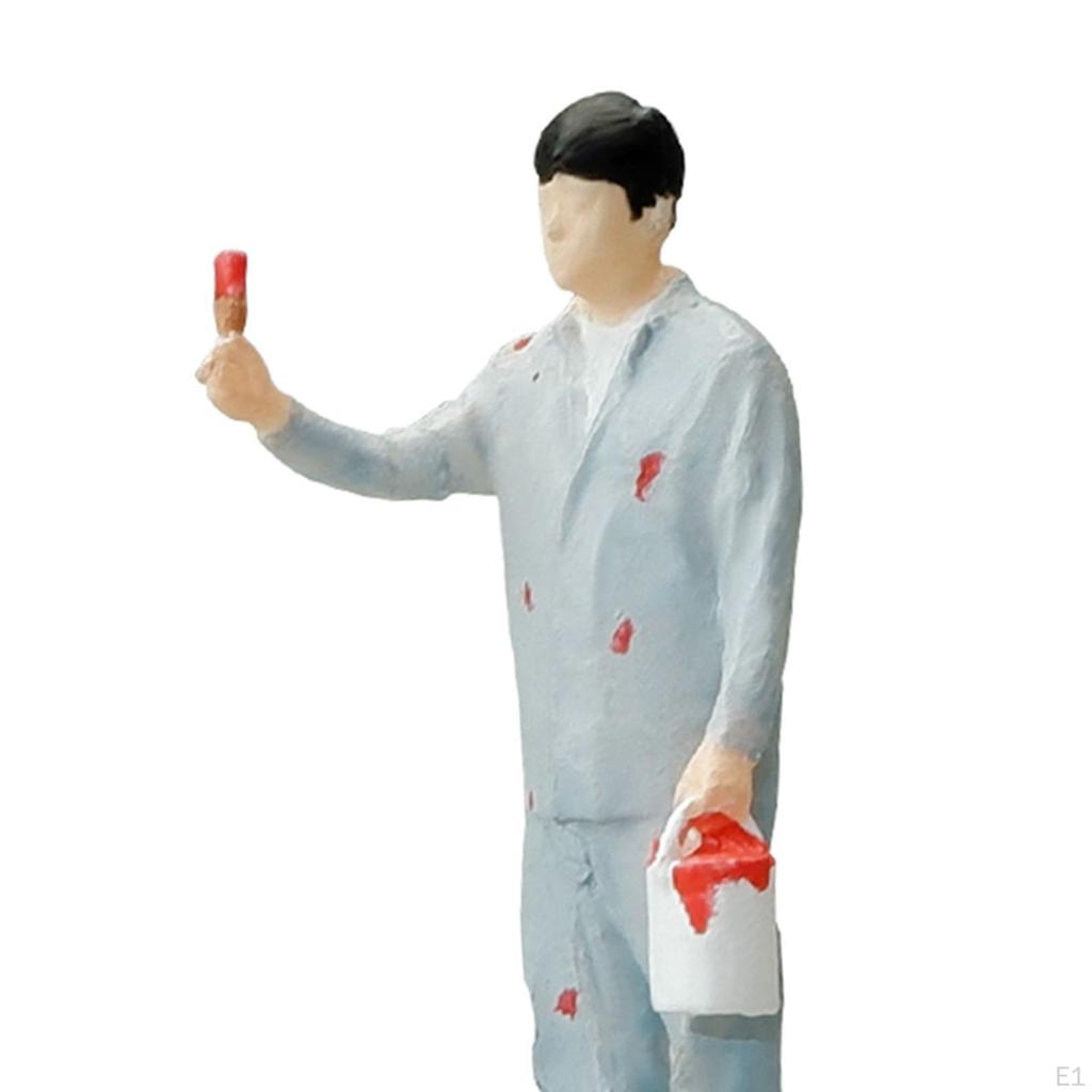 1/64 Diorama Figure Character Painter Resin Street People Miniature Model for Desktop Ornament
