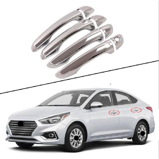 For Hyundai Accent 2018-2020 W/Smart hole Chrome Side Door Handle Cover Trim
