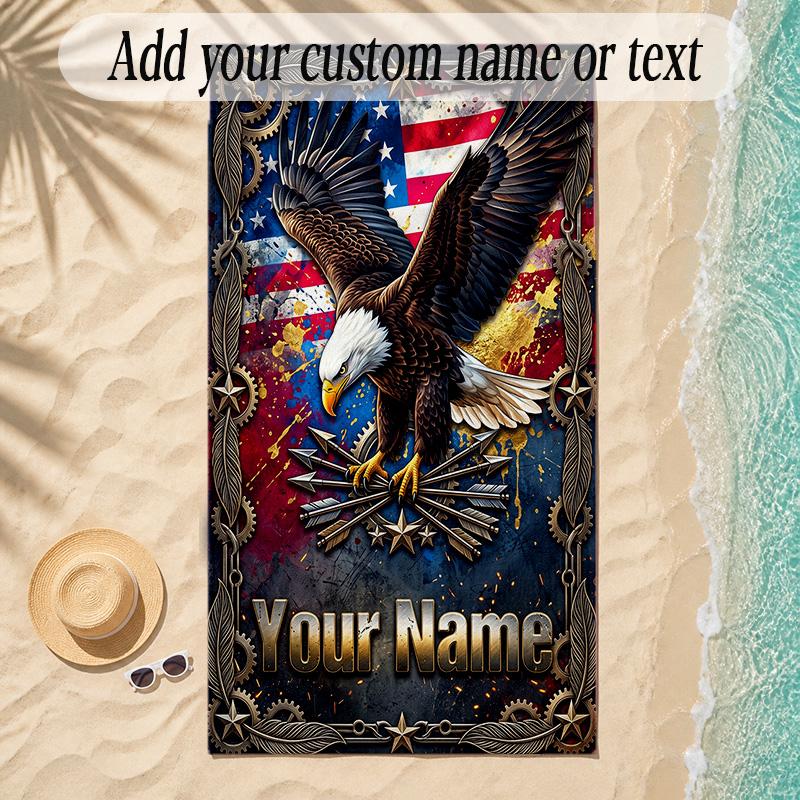 Birds Theme Soft Beach Towel Personalized Custom Name Text Towel Portable for Beach Pool Travel