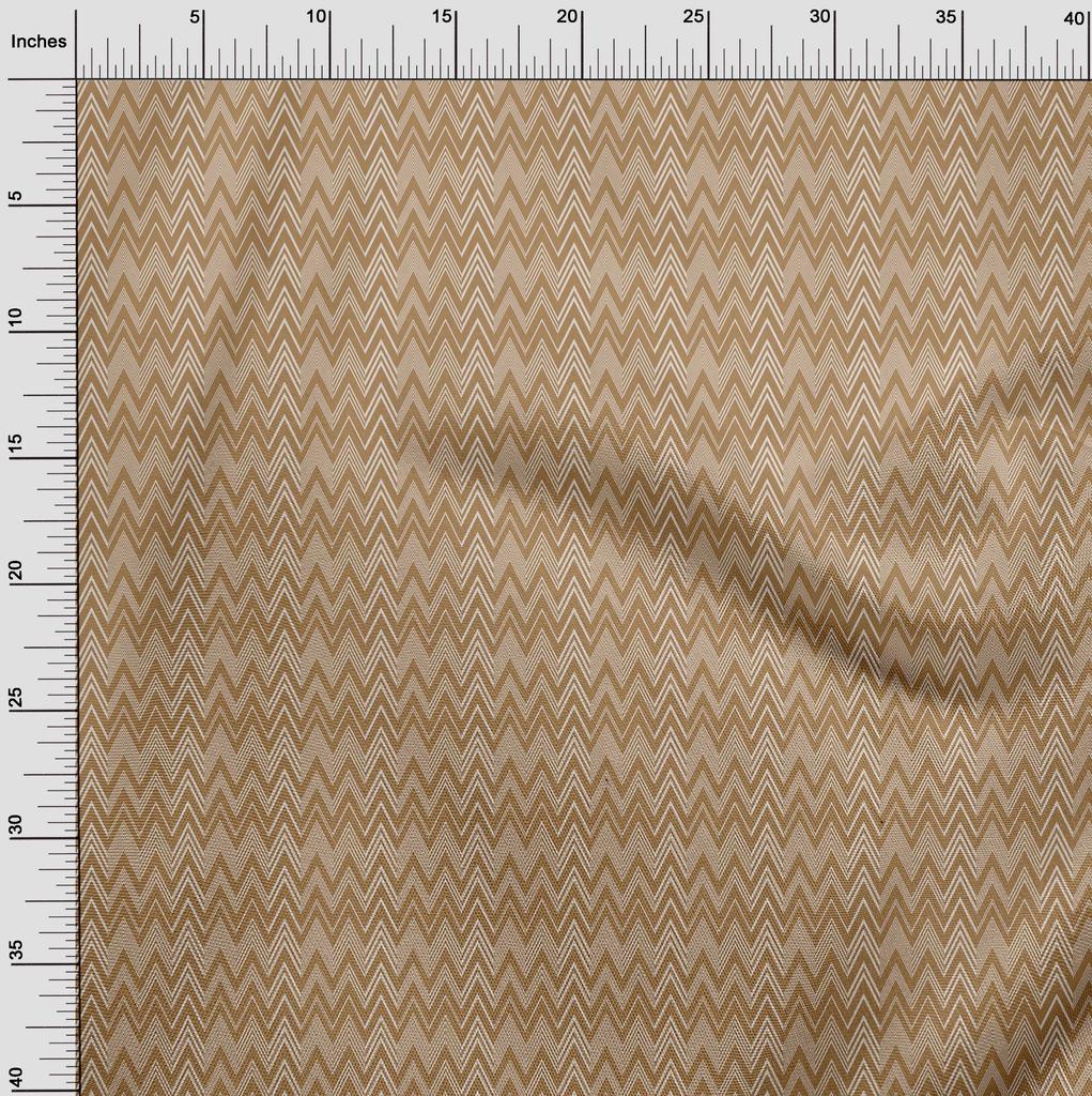 oneOone Cotton Flex Brown Fabric Chevron Craft Projects Decor Fabric Printed By The Yard 40 Inch