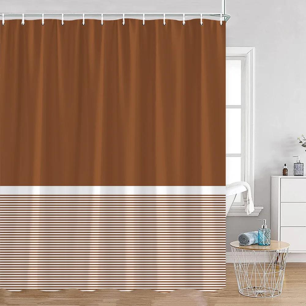 Solid Striped Shower Curtain Pink Yellow Blue Green Pattern Modern Simple Bath Curtains Polyester Cloth Home Bathroom Decoration