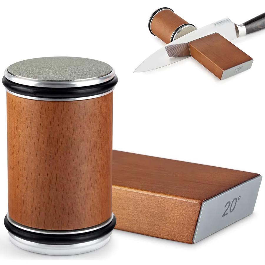 Kit Affilacoltelli a Rullo per Affilare Coltelli a Lama Dritta a Rullo con Angoli Magnetici di 15° e 20° per Coltelli Pietra per Affilare