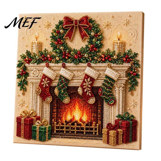 Relaxing Hobby for Adults Xmas Faux Pearl Painting Kit, Christmas 3D Art DIY Creative Winter Activities Holiday Craft Project Adults,