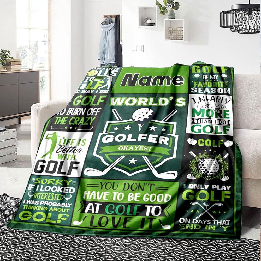 Golf Enthusiast Quotes Cozy Personalized Blanket Customize Your Name Ultra Soft For Sofa Couch Office Bed Picnics For All Occasions Modern Best
