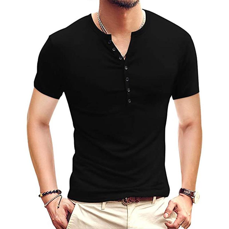 

2026 Summer New Men s Clothing Fashion Men s T-shirt Short Sleeved Men s T-shirt Solid Color Tops M чёрный