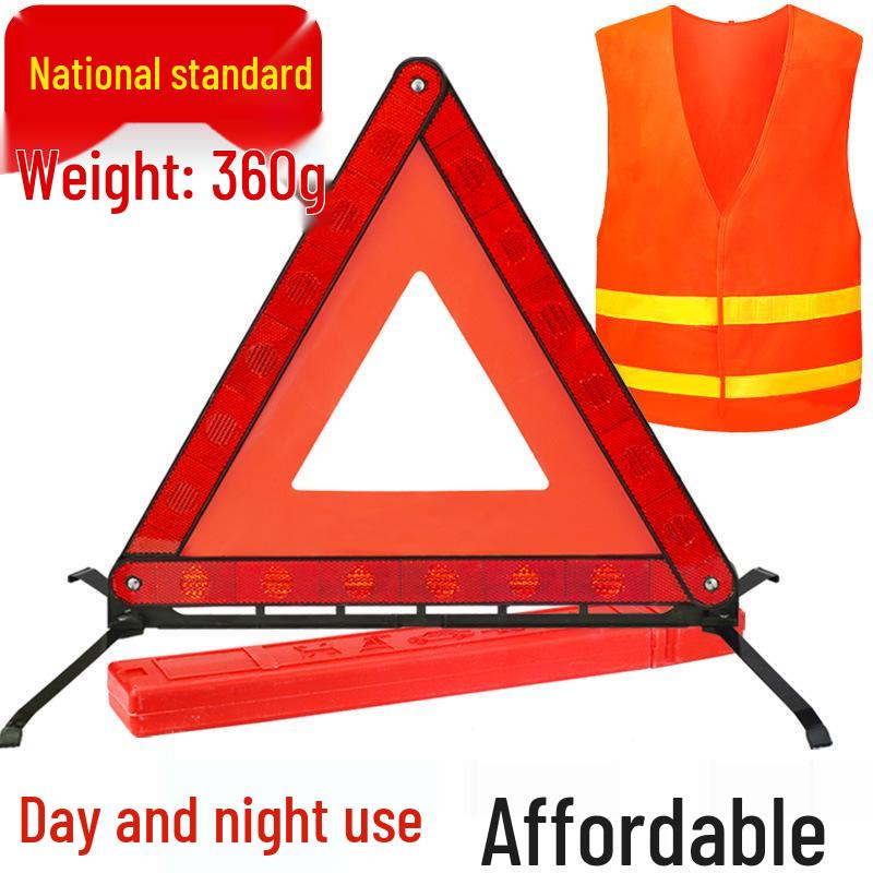 Compact Car-Mounted Reflective Triangle Emergency Warning Sign