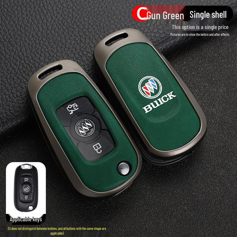 Leather Metal Car Key Cover for 16-17 Buick Verano GS Sedan/Hatchback