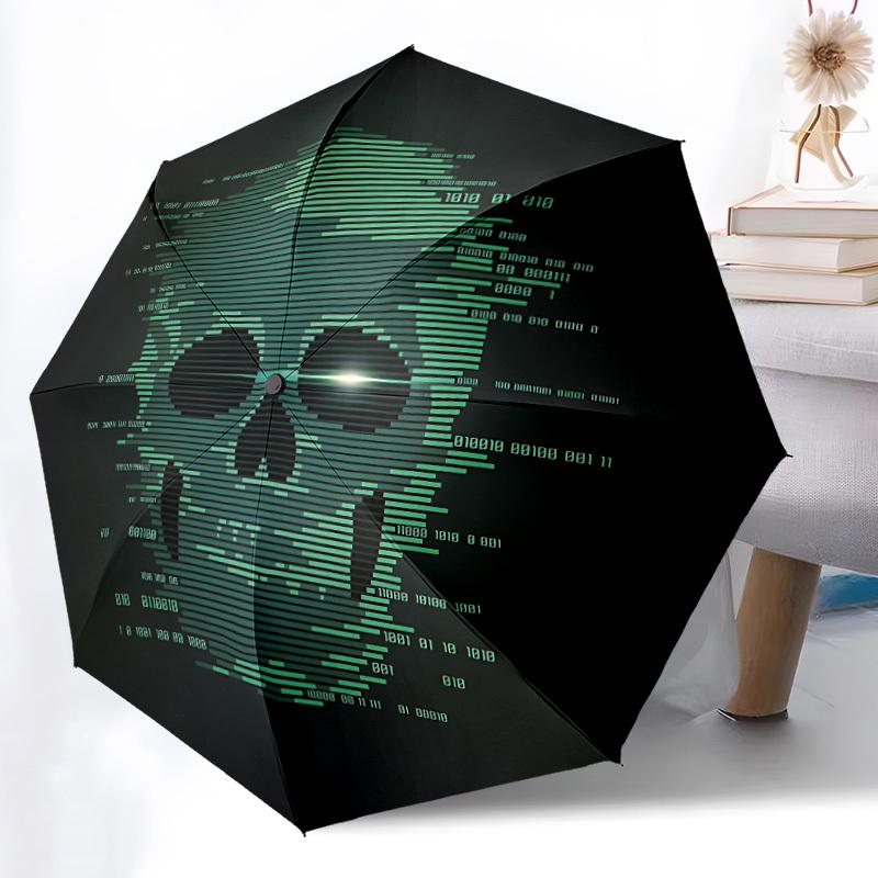 

1pc Cyberpunk Skull Automatic Folding Umbrella - Portable Collapsible Design, 8-Rib Iron Frame yy251209100