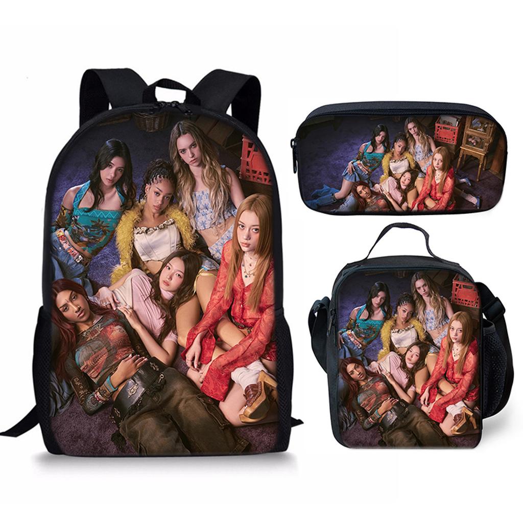 Luxury Popular Funny Novelty Kpop Katseye 3D Print 3pcs/Set pupil School Bags Laptop Daypack Backpack Lunch bag Pencil Case