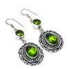 Natural Peridot Gemstone Handmade 925 Sterling Silver Jewelry Earring 2.36" AE-11947