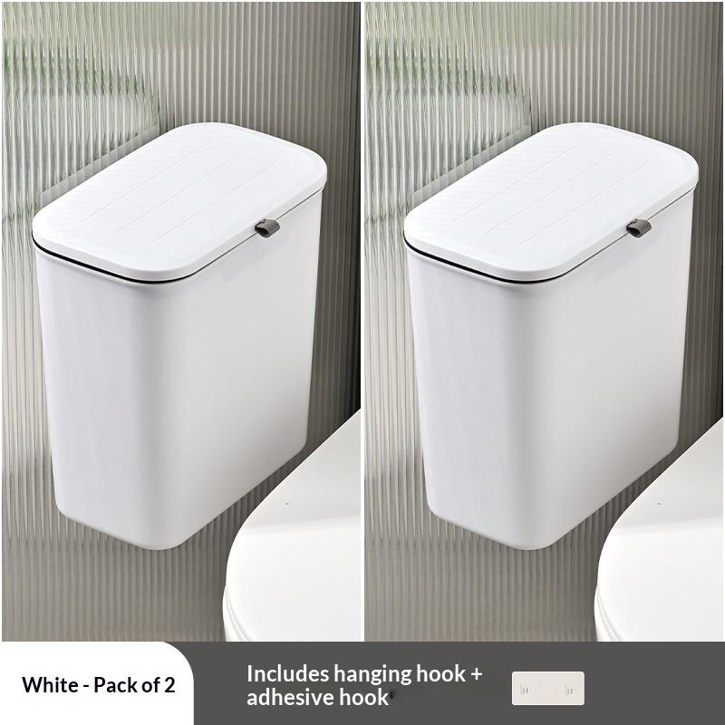 1/2Pcs Effortless Cleanup Space-Saving White Wall-Mounted Trash Bin For Kitchen - Durable Plastic Multi-Functional Garbage