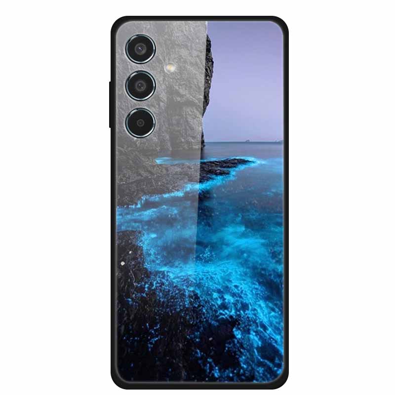Glass Back Cover For Samsung Galaxy S24 FE Case S24FE Hard Tempered Glass Case For Samsung Galaxy M55 A16 Phone Case Soft Bumper