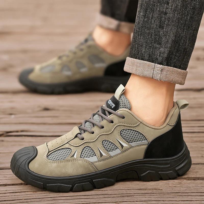 Men's Thick Soled Sports Shoes 2025 New Vulcanized Hiking Summer Breathable Leisure Hiking Shoes Hot Selling Mesh Hiking Shoes