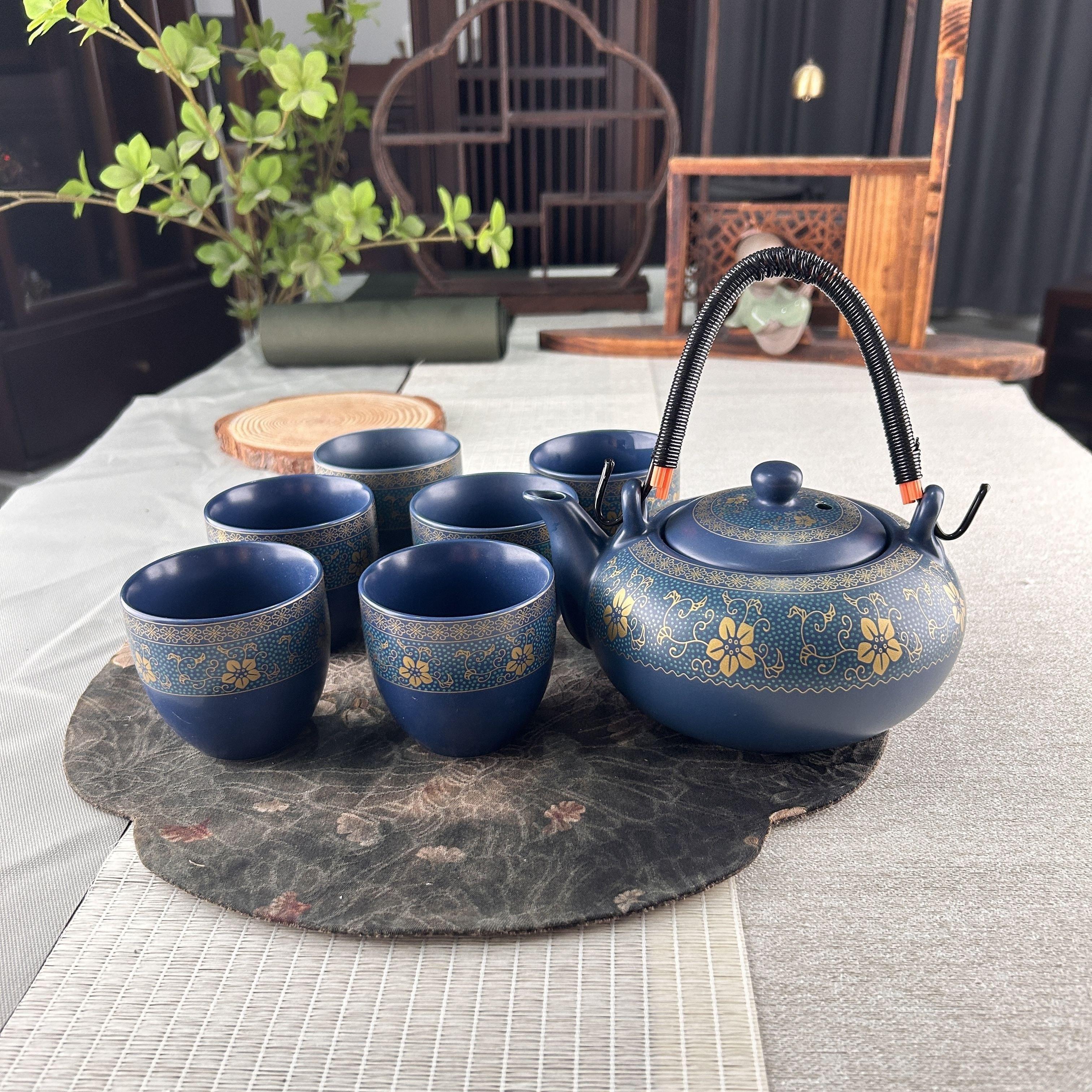 

7 шт./набор высококачественных керамических чайных сервизов ручной работы, чашка для воды, чайник, чайная чашка для семейного отдыха, кемпинга, портативного автофургона, подарков на день рождения для любителей чая 7pcs/Set