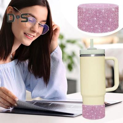 Bota de Silicone com Strass para Copo Tumbler de 40oz Capa de Copo com Glitter Garrafas de Água Manga Inferior Antiderrapante Acessórios de Copo Brilhantes