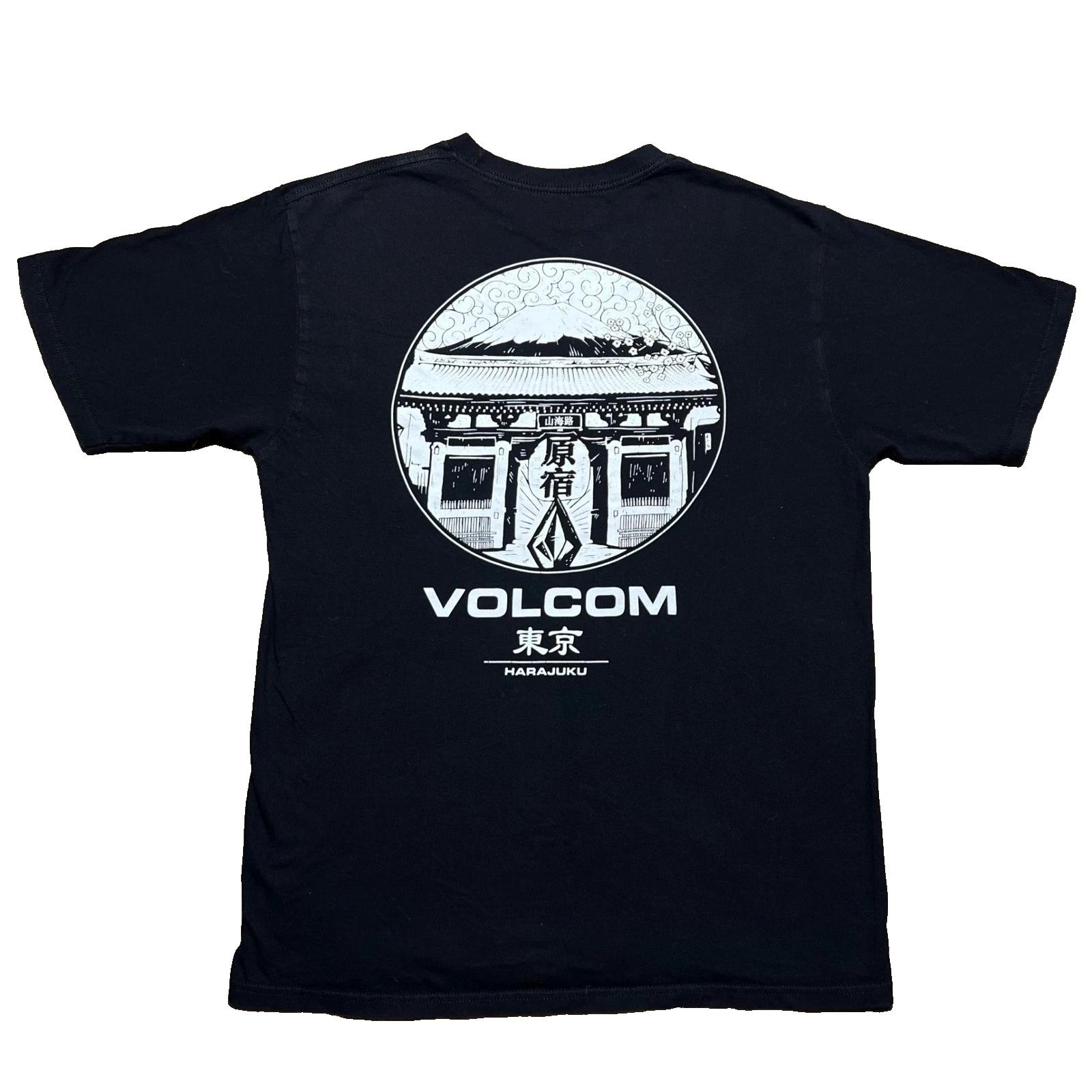 Volcom Harajuku Tokyo Graphic T Shirt Mens Large Black Mount Fuji Temple Cotton 4XL