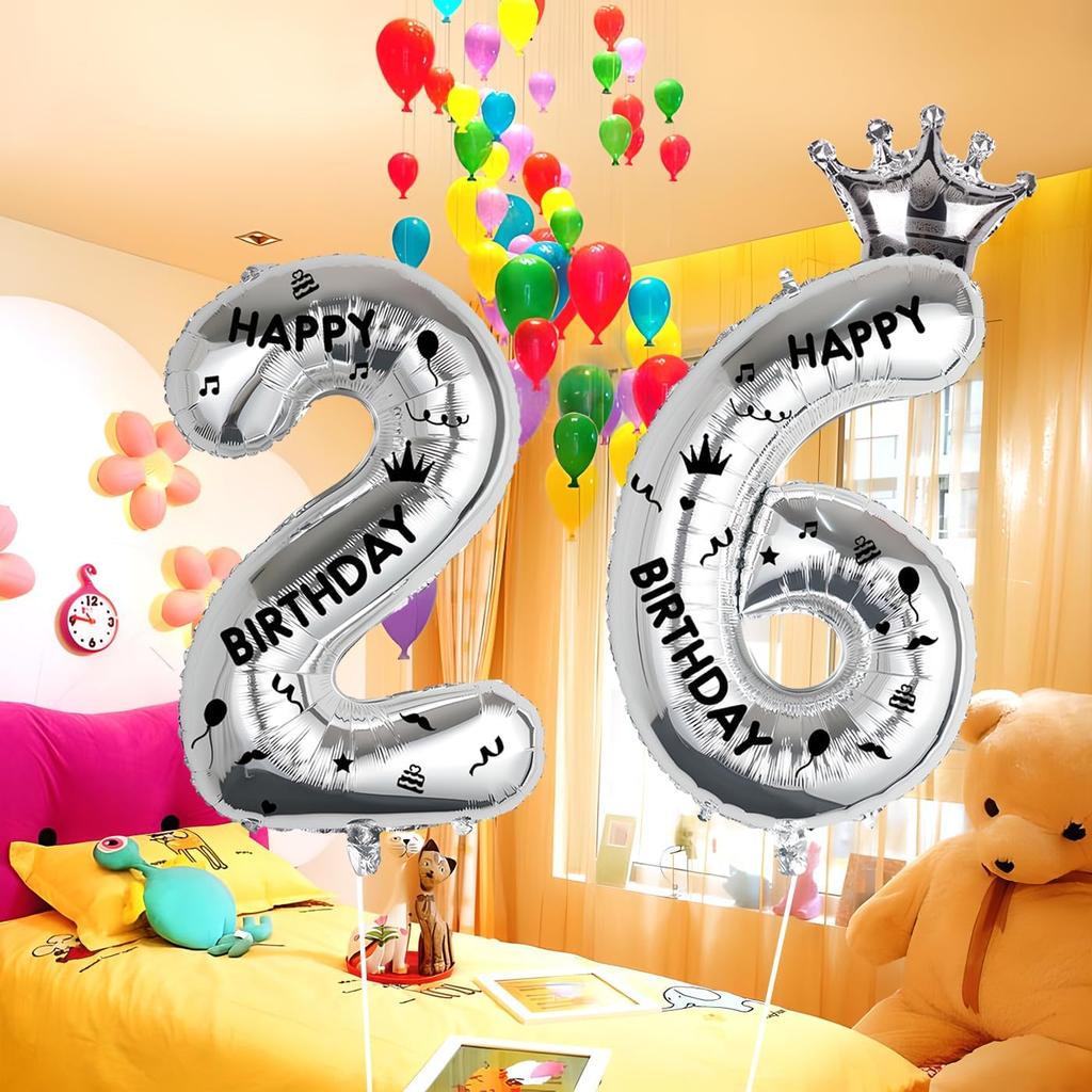 40 Inch Silver Foil Balloon Number 28,Crown 28th Birthday Party Decorative Balloons,Number Large Numbers Balloon 28,Girls Boys 28th Birthday