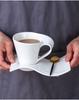 Set Tazza da Caffè in Ceramica a Forma d'Onda con Sottotazza Tazza in Porcellana Bianca per Espresso Latte Tè Bar Casa Ufficio Caffetteria Decorazione Set da Bevanda