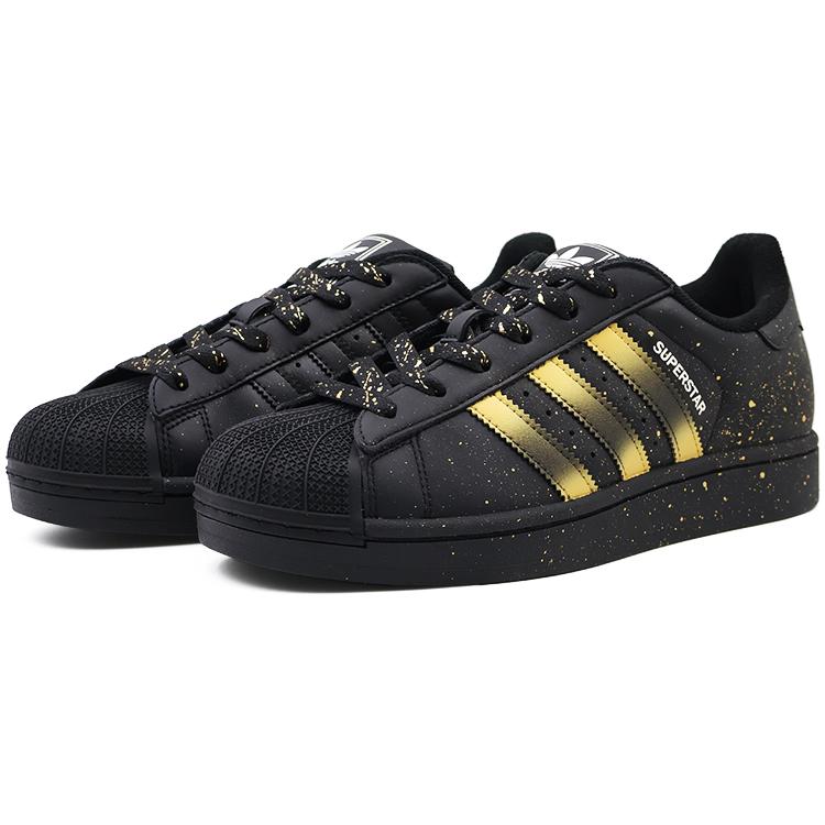 adidas Originals Superstar 2 Abriebfeste Low-Top Skateboard-Schuhe Unisex Schwarz Gold JI0079(Team91- )