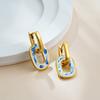 Vintage Blue and White Enamel U-Shaped Heart-Shaped Ceramic Earrings for Women Gold-Plated Copper Plated Huggie Creative Jewel