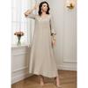 New Arrival Middle East V Neck Diamond Bell Sleeve Dress Robe V-neck Diamond Studded Dress