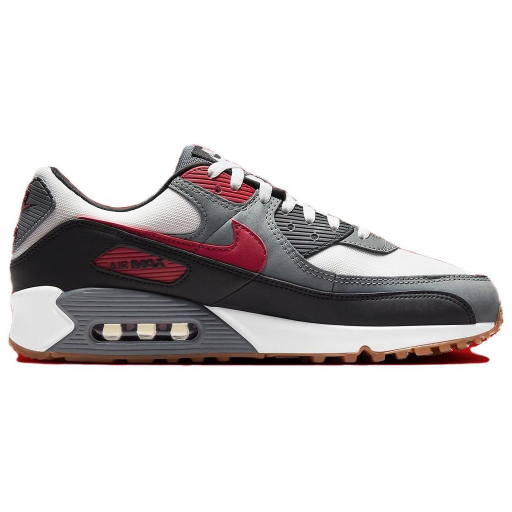 Nike Air Max 90 Team Red Gum Men Sneakers White Cool-Grey Black FB9658-100
