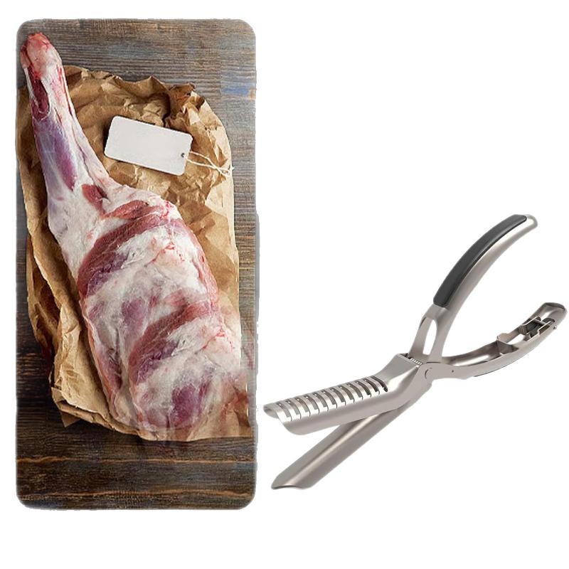 BBQ Rib Skinner Tool Stainless Steel Rib Membrane Remover with Comfort Ergonomic Handle for Outdoor Grilling