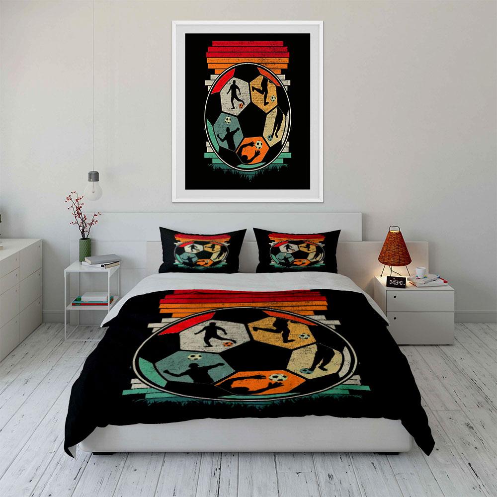 Soccer-Themed Three-Piece Set Design Kid'S And Adults' Bedroom Decor, Exquisite Three-Piece Bedding Set Gift