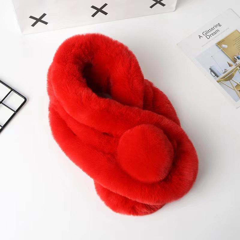 Rabbit Fur Scarf Women Winter Warm Soft Furry Scarves Casual Female Lady Outdoor Neck Warmer Collar Snood Gifts For Her 70Cm