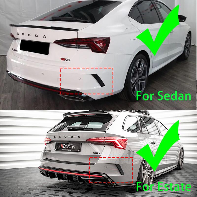 Για Skoda Octavia RS Sedan / Combi Estate MK4/ MK4 Facelift 2020-2025 Πίσω Πλαϊνό Διαχωριστικό Προφυλακτήρα Πλαϊνό Αεραγωγός Canard Spoiler