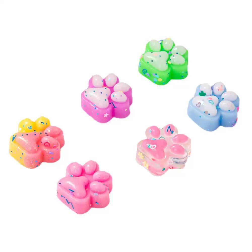 10Pcs Mini Cute Cat Claw Plush Pinch Fun Colorful Halloween Christmas Party Pack Fillers For Pressure Reduction Cartoon Style