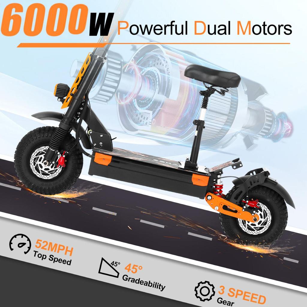 Z37 Electric Scooter-6000W60V30AH E-Scooter-70km/h Speed 11 Vacuum Tire-Foldable EScoot