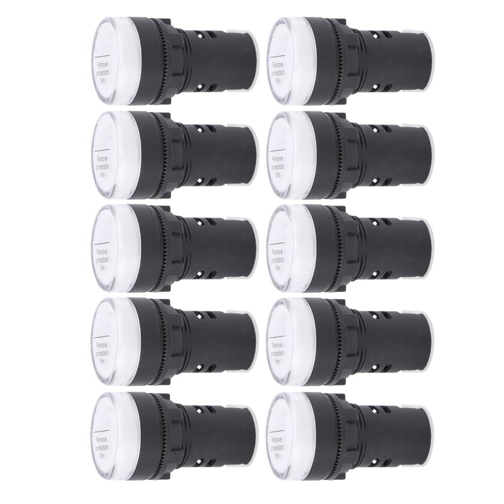 10Pcs AD16‑22DS LED Signal Light White High Brightness Indicator Equipment AccessoryAC220V