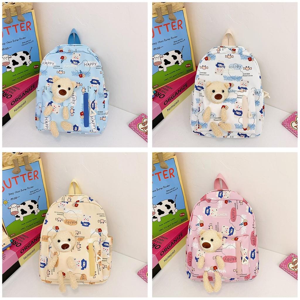 Adorable Cartoon Bear Backpack For Kids Stylish Kindergarten Book Bag In Blue And Pink