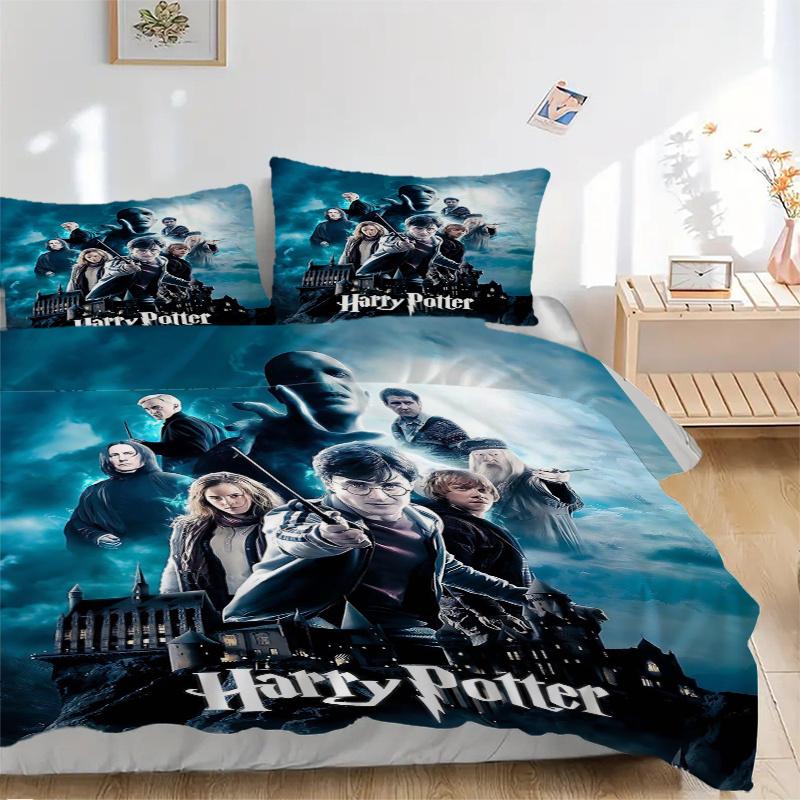 3pcs Harry Potter and His Friends Bedding Set, Including 1 Quilt Cover and 2 Pillow Shams, Without Filling, Soft and Comfortable Home Bedroo