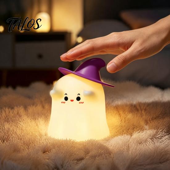 Safe Fall-resistant Lamp Magician Ghost Silicone Night Light with Tap Sensing Control, Rechargeable LED for Soft Touch Mood Bedroom Kids Room