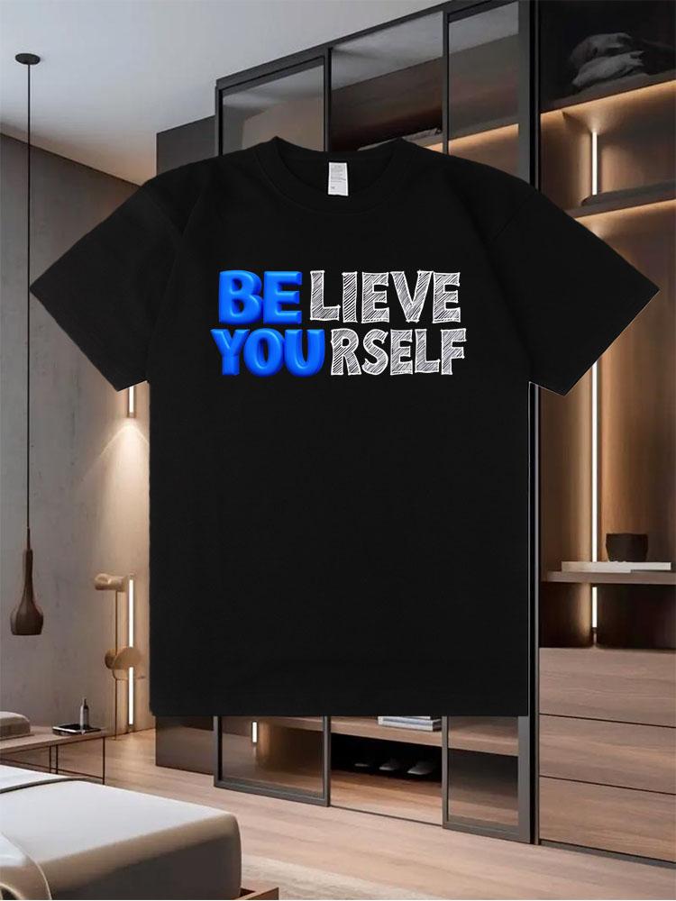 New Men's Printed T-Shirt for Summer a Trendy Street-Style Short-Sleeve Breathable Top from a Popular Brand