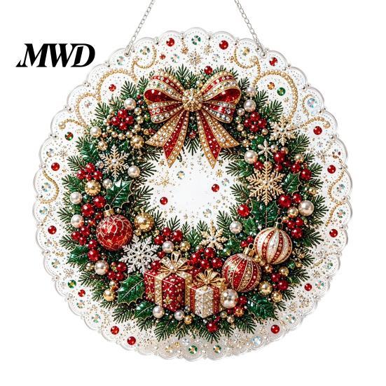 Handgefertigtes Festliches Ornament Materialien Weihnachten Kunstperlen Malerei Sonnenfänger Set, Niedlicher Weihnachtsmann Schneemann Baum 3D Perlen Schichtweise Feiertagsdekorationen