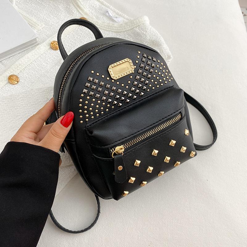 Fashion Student Casual Double Shoulder Women's Bag New Rivet Pattern Versatile Large-capacity Bag