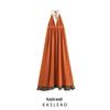 2025 Spring Women's European & American Style Casual Patchwork Tassel Halter Maxi Dress