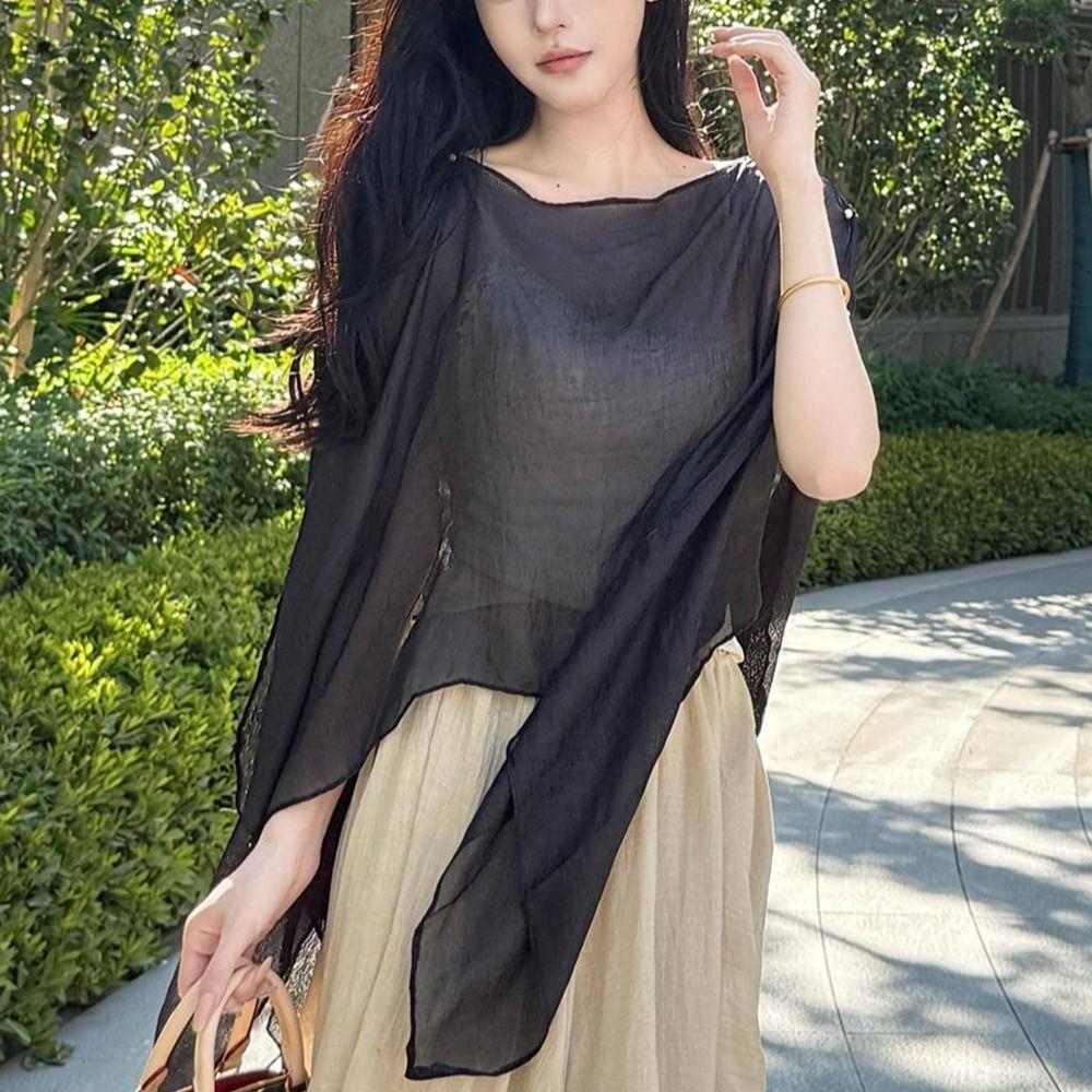 Thin Sun Protection Shawl Chiffon Trendy Scarf Versatile Air-conditioned Sweater Women's Wear