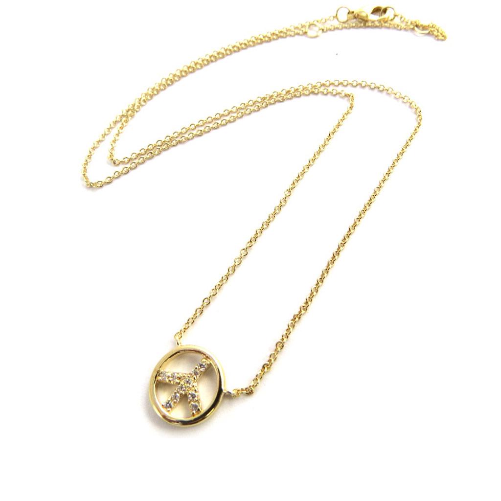 Les Trésors De Lily [M8888] - Gold-plated 'Peace' White Gold Necklace - 11 Mm