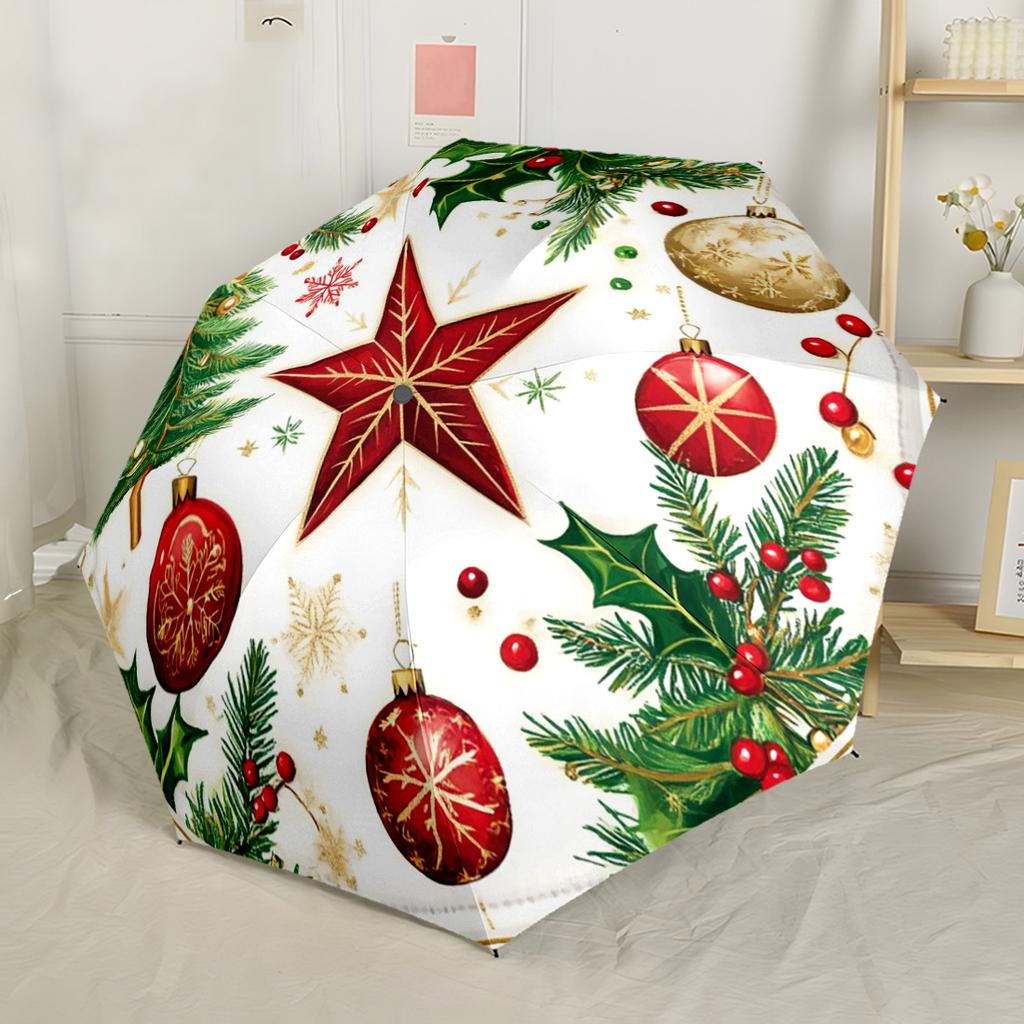 Santa Claus And Puppies Compact Travel Automatic Umbrella Retractable Design with 8-Rib Durability Lightweight All-Season Umbrella for Travel