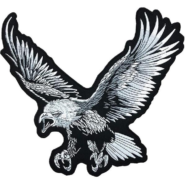 

PPXP Вышитая патриотическая нашивка, Патриотический орел Американские флаги Вышитые нашивки, Вышитая нашивка Орел Двигатель Мотоциклетный жилет Байкер Приутюжить, Eagle (silver)