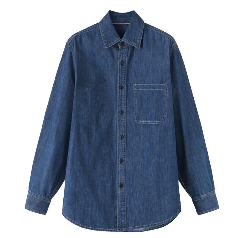 Haimuyang Long-Sleeve Blue Denim Work Shirt L