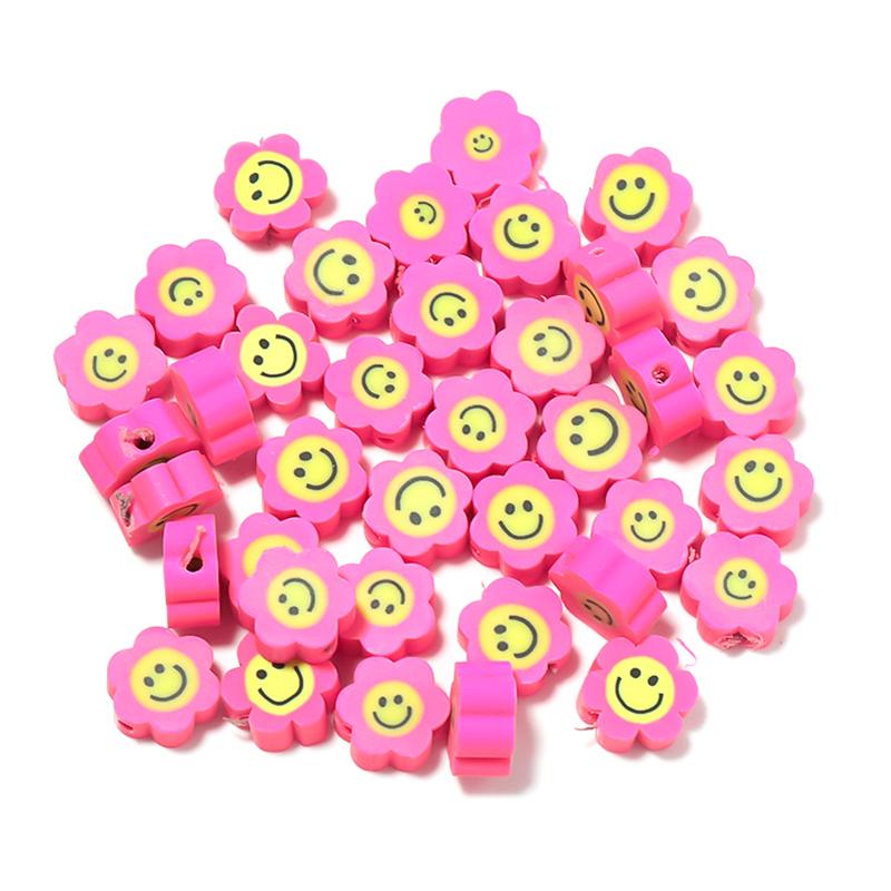 50Pcs Cute Soft Pottery Fruit Bead Clay Animal Pattern Loose Bead  Diy Children Girl Charm Jewelry Bracelets Necklace Supplies